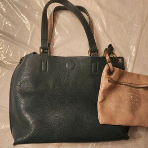 GH Bass Hunter Green Laser Cut Faux Leather Cross body bag with wallet